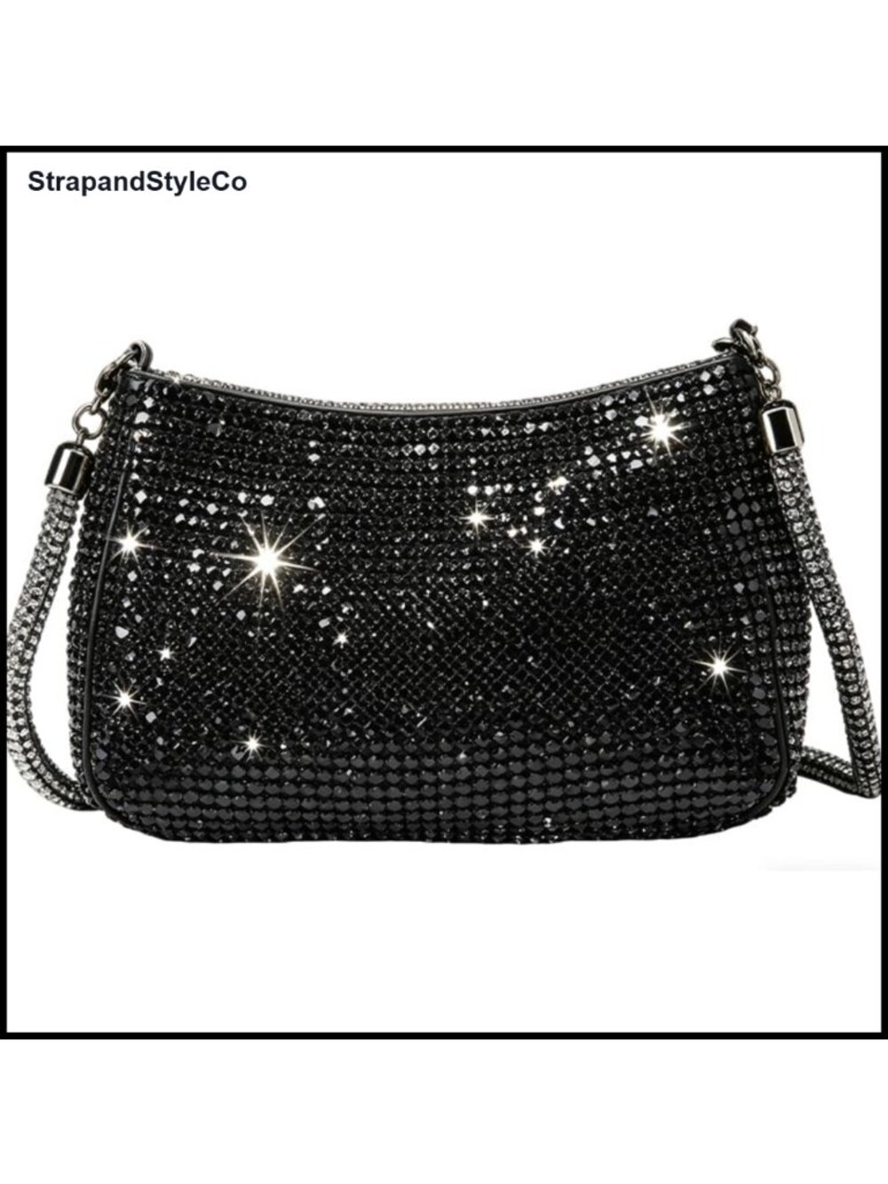 Rhinestone Evening Clutch Crossbody Purse Detachable Strap Women Formal Bag